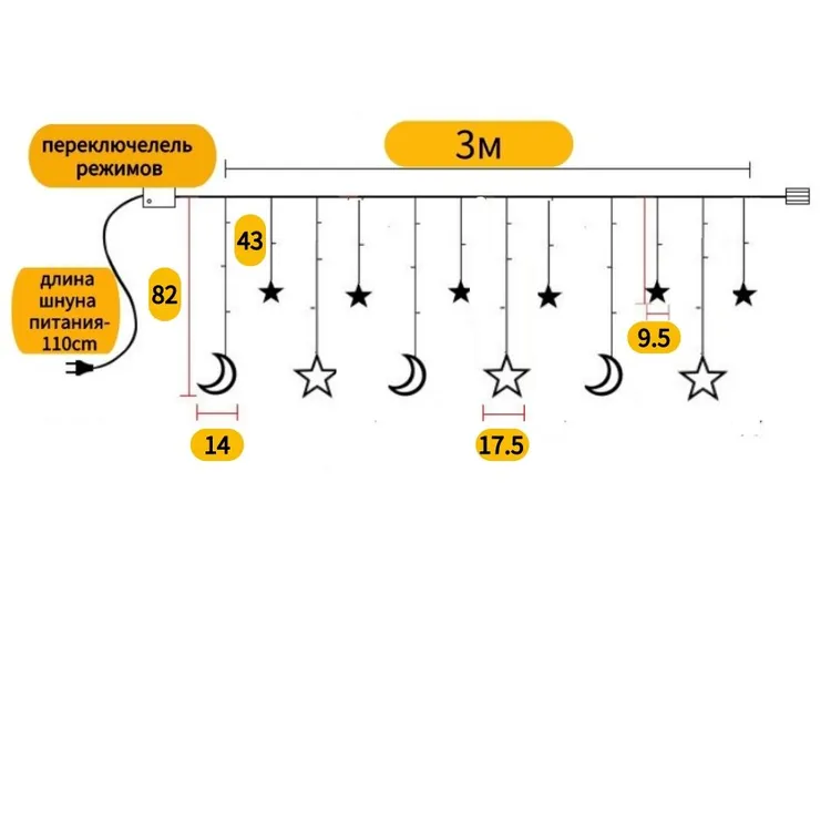 Гирлянда-штора LED RGB Five-pointed Star